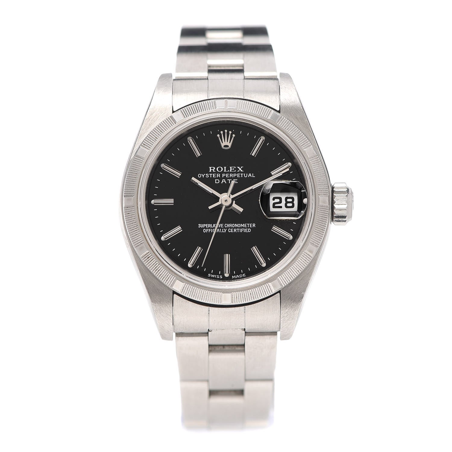Rolex Stainless Steel 26mm Oyster Perpetual Date Watch Black 79190 1 of 5