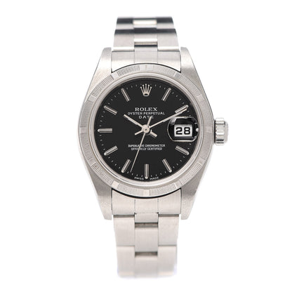 Rolex Stainless Steel 26mm Oyster Perpetual Date Watch Black 79190 1 of 5