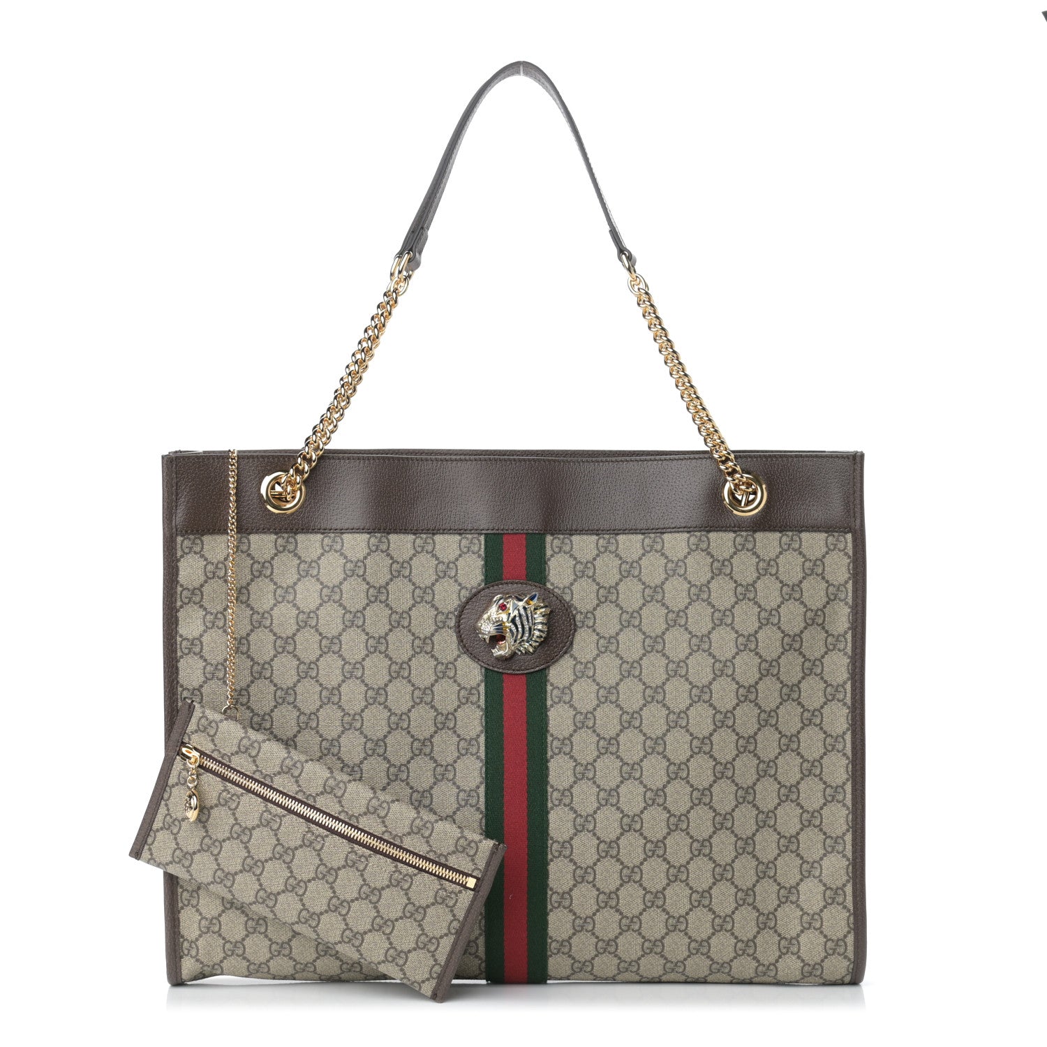 Gucci GG Supreme Monogram Large Rajah Chain Tote Beige New Acero 1 of 11