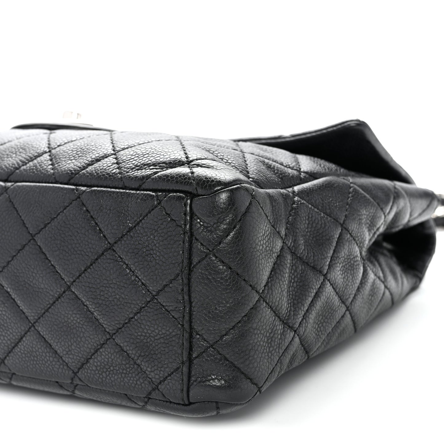 Washed Caviar Quilted Maxi Single Flap Black