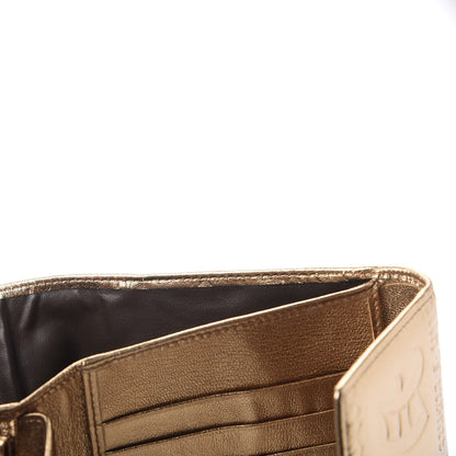Versace Metallic Lambskin Logo Tri-Fold Flap Wallet Gold 8 of 9