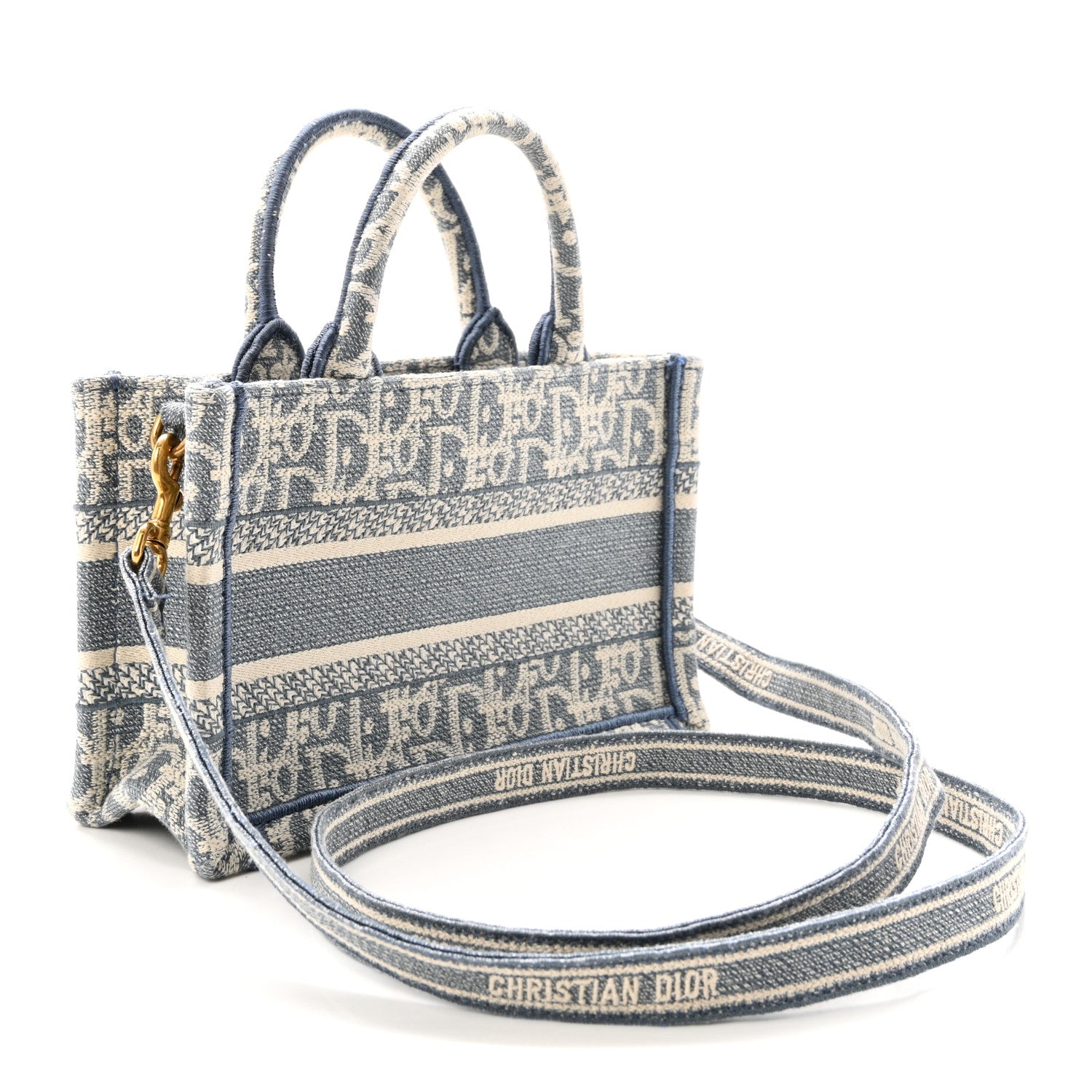 Christian Dior Oblique Mini Book Tote With Strap Light Blue Multicolor 3 of 11