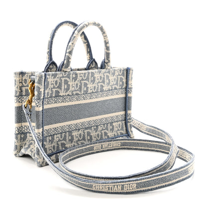 Christian Dior Oblique Mini Book Tote With Strap Light Blue Multicolor 3 of 11