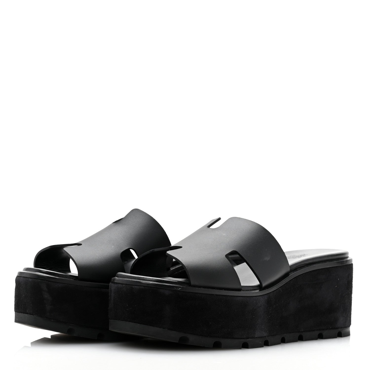 Hermes Calfskin Suede Eze 30 Sandals 37 Black 3 of 10