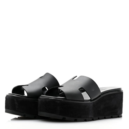 Hermes Calfskin Suede Eze 30 Sandals 37 Black 3 of 10