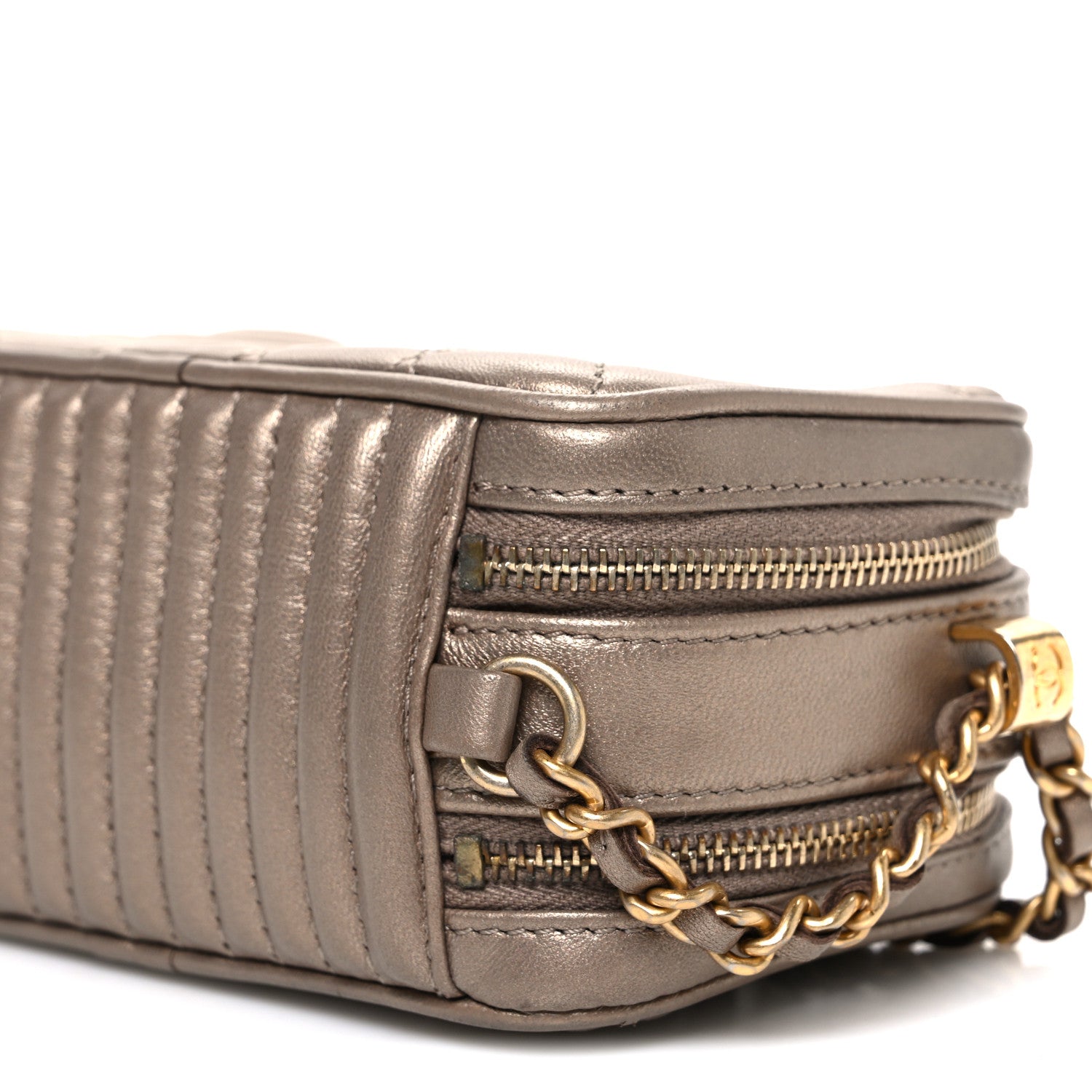 Chanel Metallic Lambskin Mini Coco Boy Camera Case Dark Gold 10 of 10