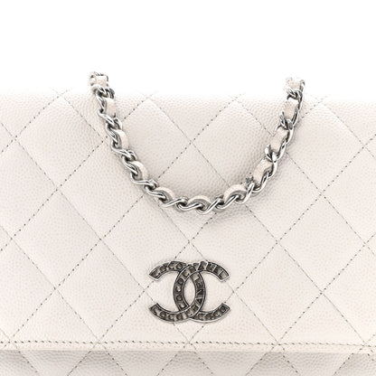 Chanel Caviar Quilted CC Logo Wallet on Chain WOC White 9 of 15