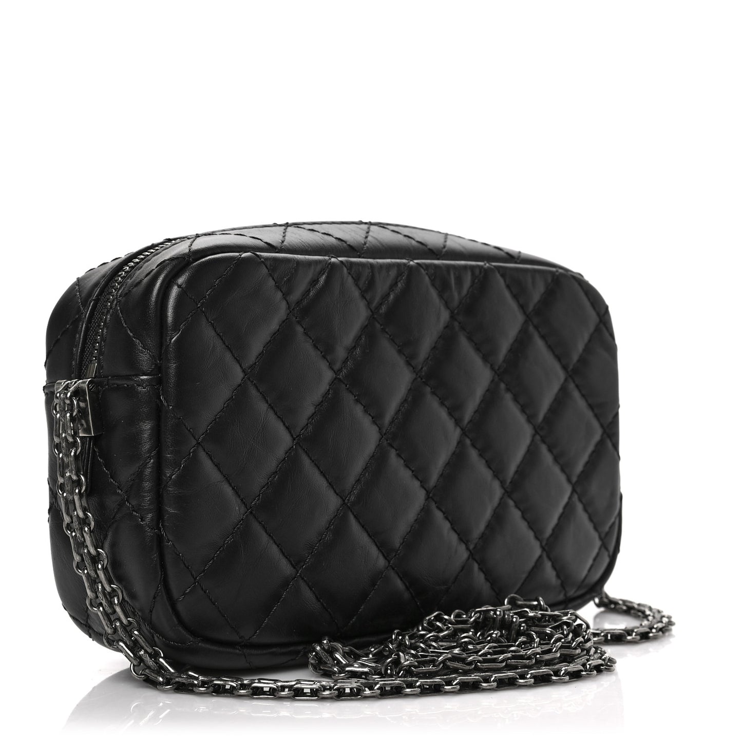 Aged Calfskin Quilted Mini Reissue Camera Case Black