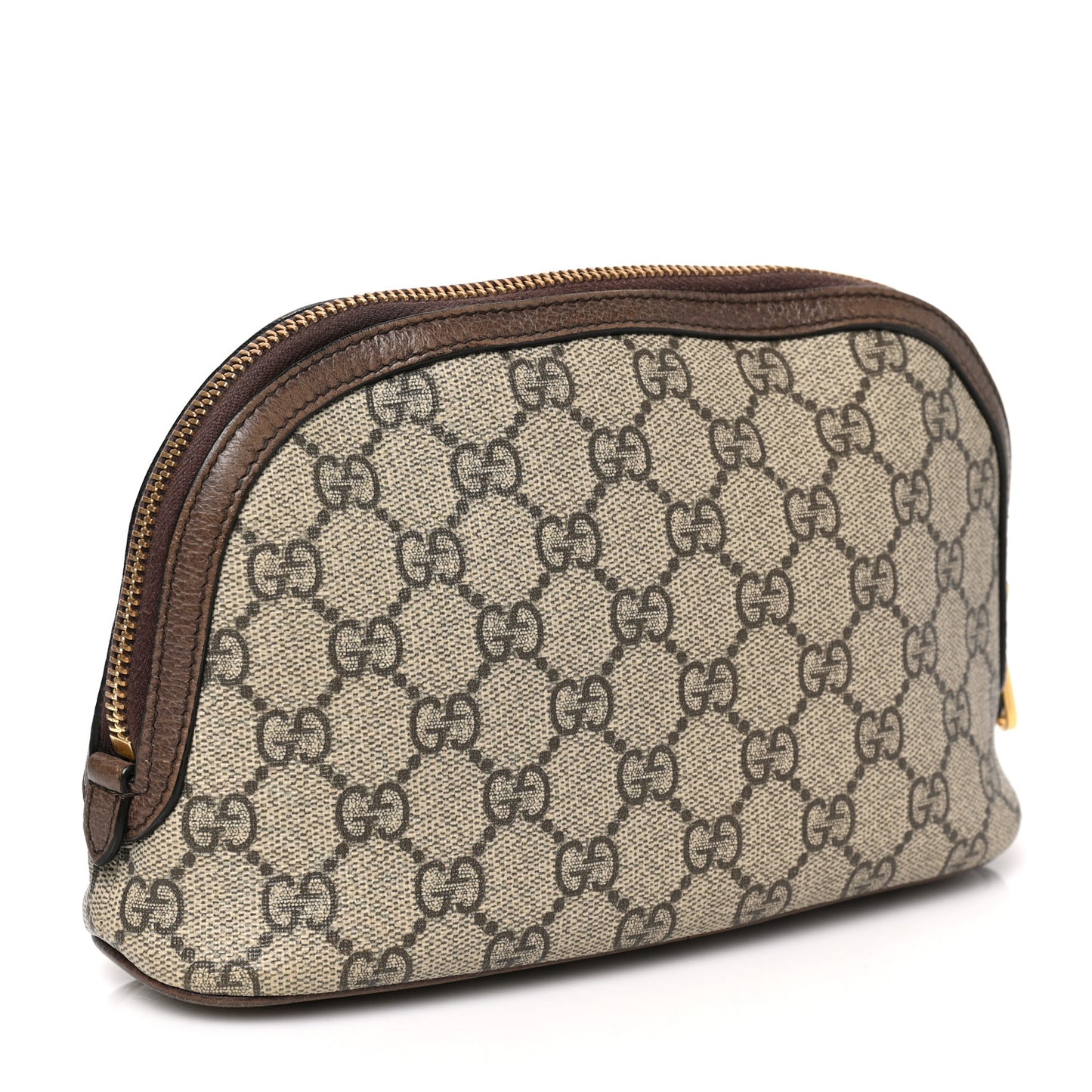 GG Supreme Monogram Textured Calfskin Web Large Ophidia Cosmetic Case Beige Ebony New Acero