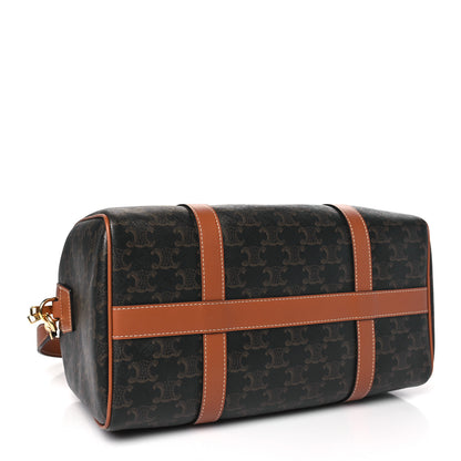 Celine Triomphe Canvas Calfskin Boston Bag Tan 4 of 10