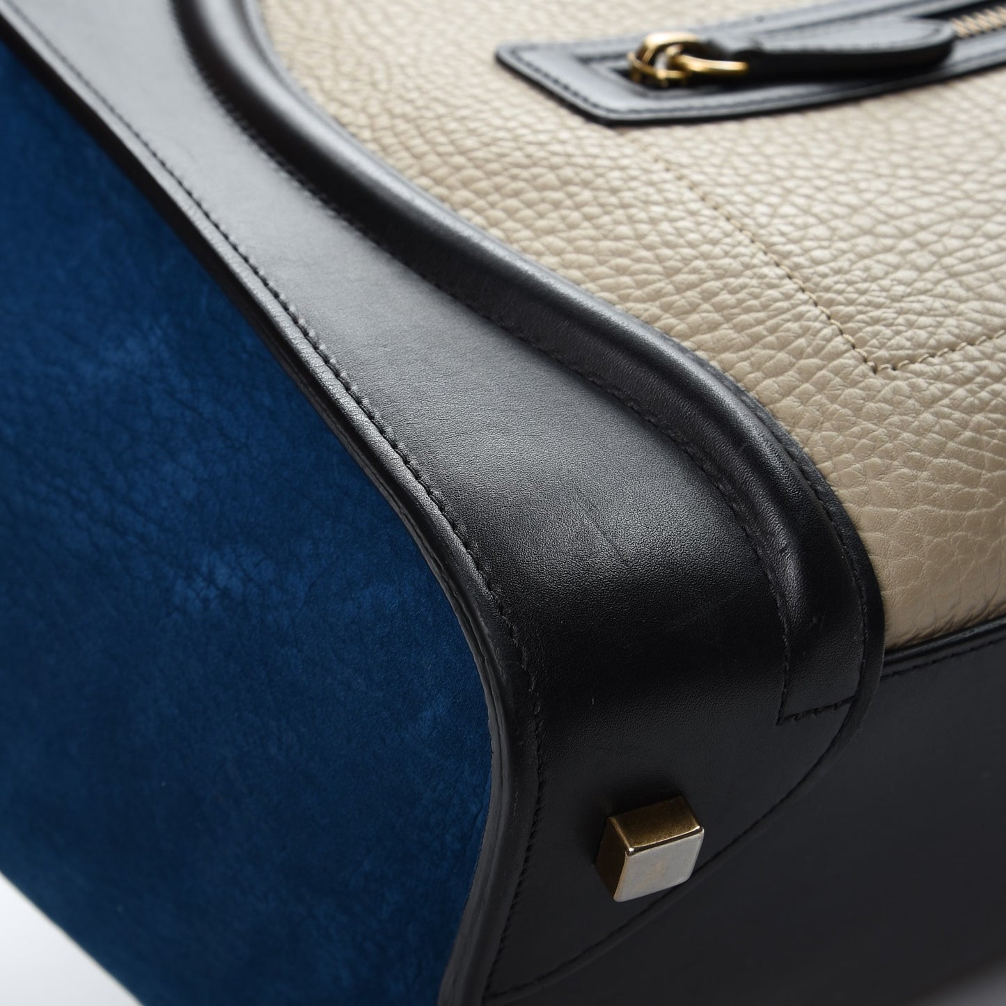 Bullhide Calfskin Suede Mini Tri-Color Luggage Beige