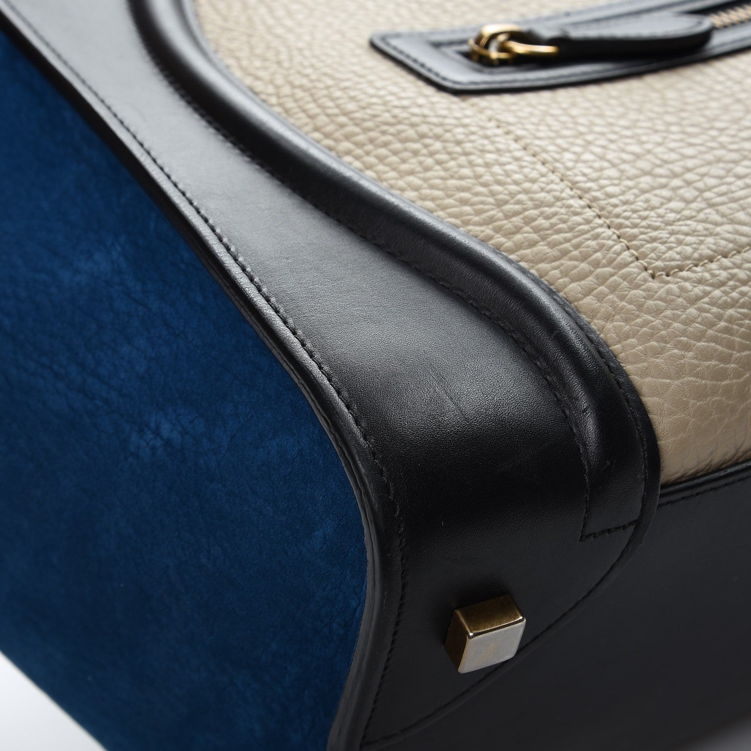 Celine Bullhide Calfskin Suede Mini Tri-Color Luggage Beige 9 of 17