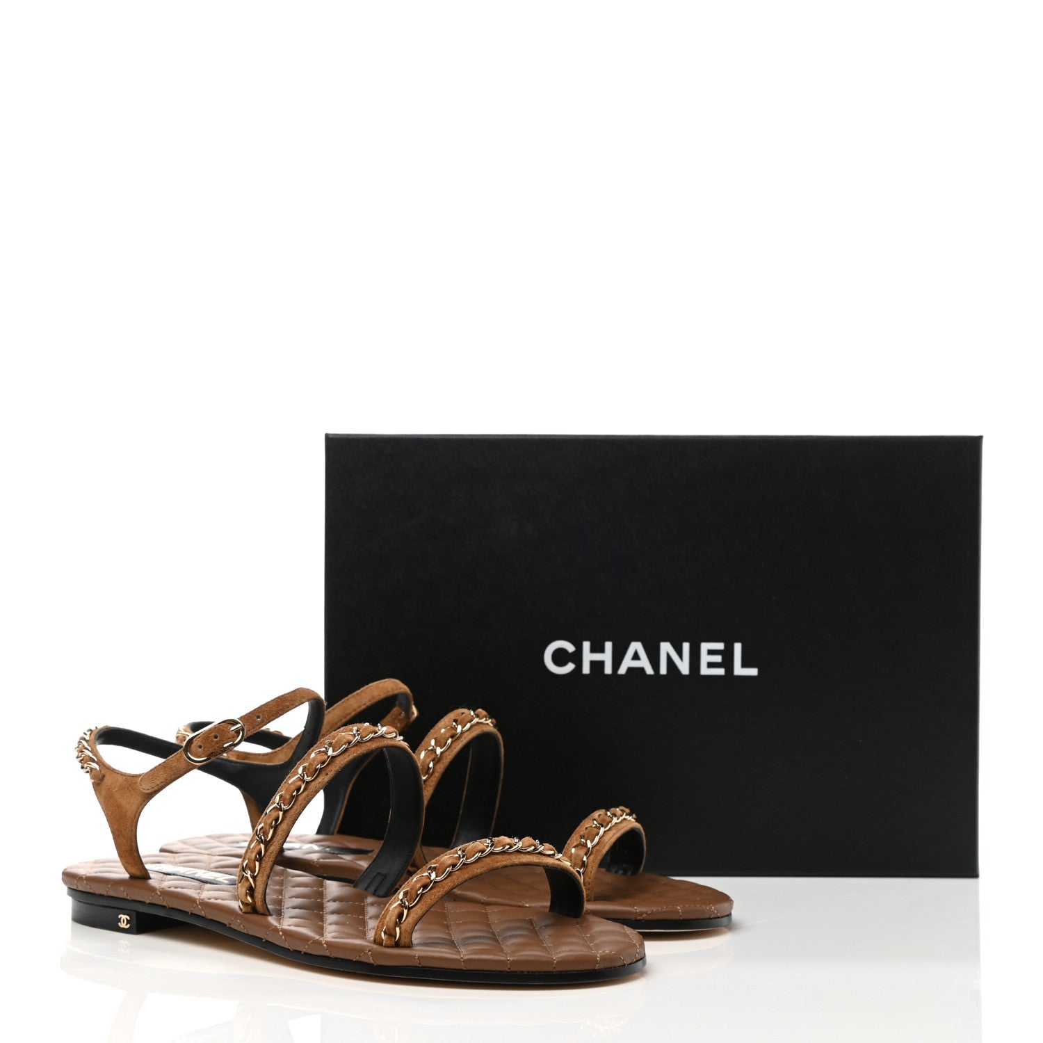 Chanel Suede Calfskin Chain Sandals 41 Brown 9 of 9