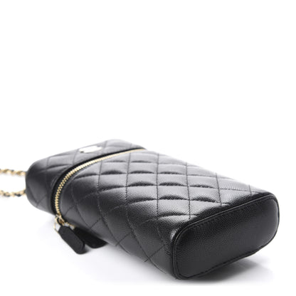 Chanel Caviar Quilted Phone Holder With Chain Black 4 of 10