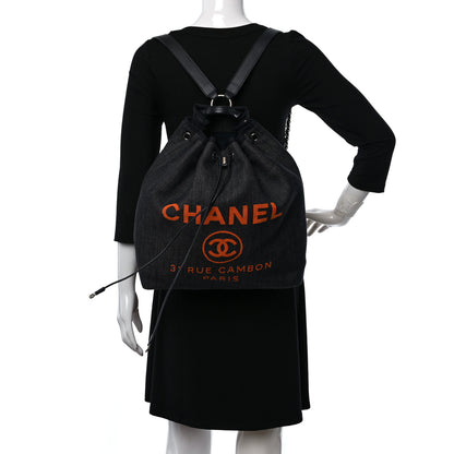 Chanel Canvas Large Deauville Backpack Denim Blue 2 of 9