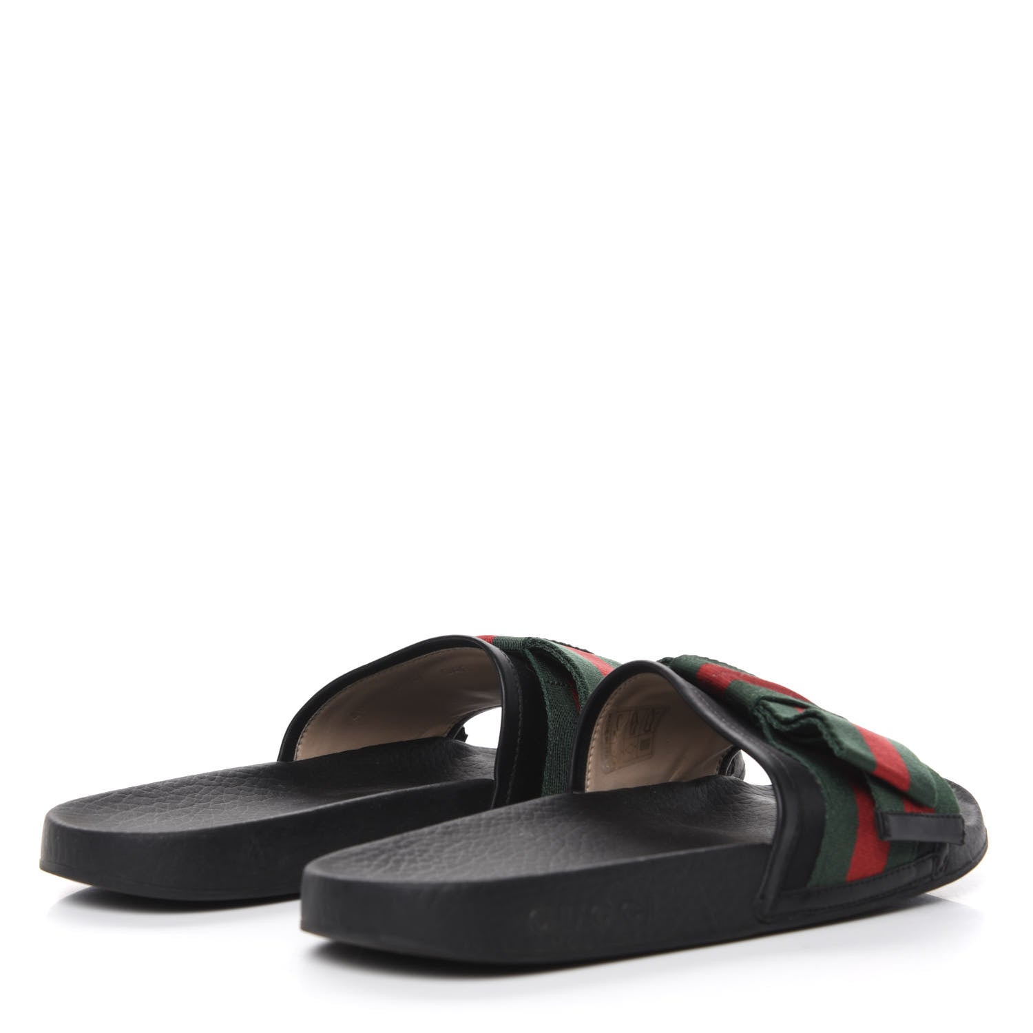 Gucci Satin Web Bow Slide Sandals 37 Black 4 of 9