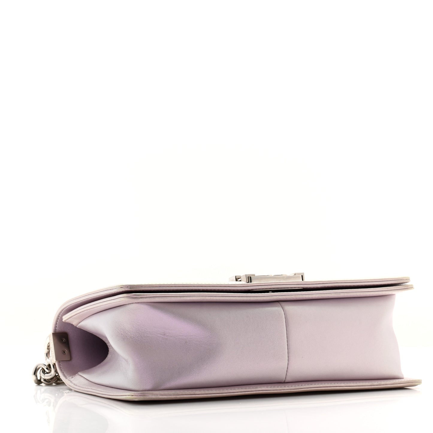 Metallic Lambskin Chevron Quilted Medium Boy Flap Purple