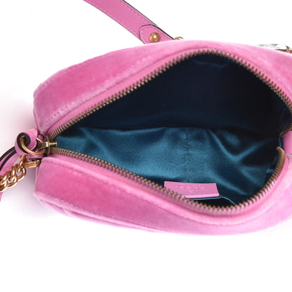 Gucci Velvet Matelasse Marquise Crystals Mini GG Marmont Chain Shoulder Bag Malva 5 of 9