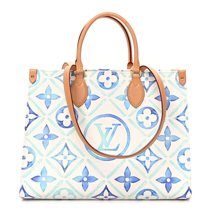 Louis Vuitton Monogram Tiles By The Pool Onthego MM Lagoon Blue 1 of 8