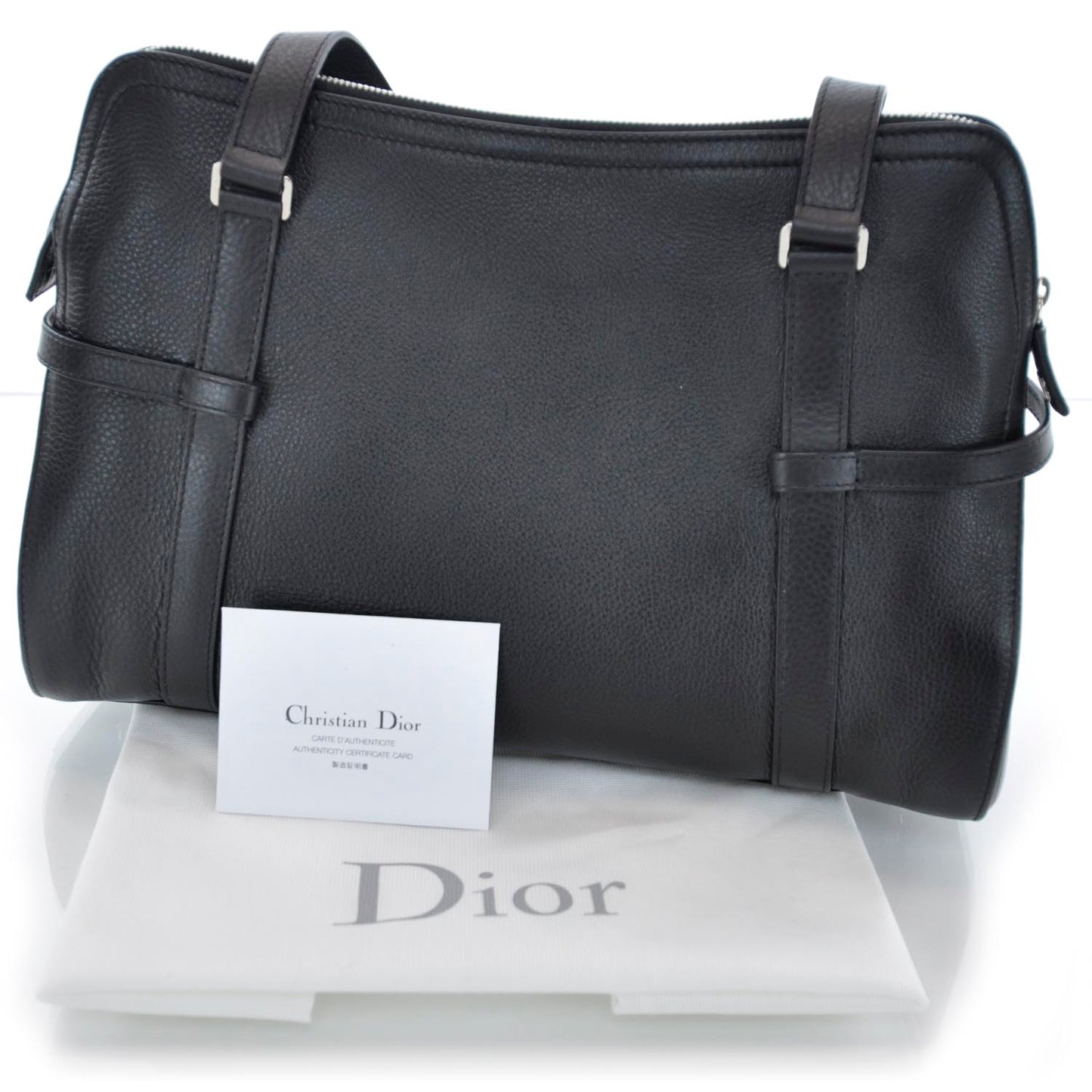 Leather Logo Charms Satchel Black