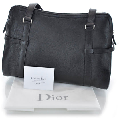 Christian Dior Leather Logo Charms Satchel Black 3 of 9