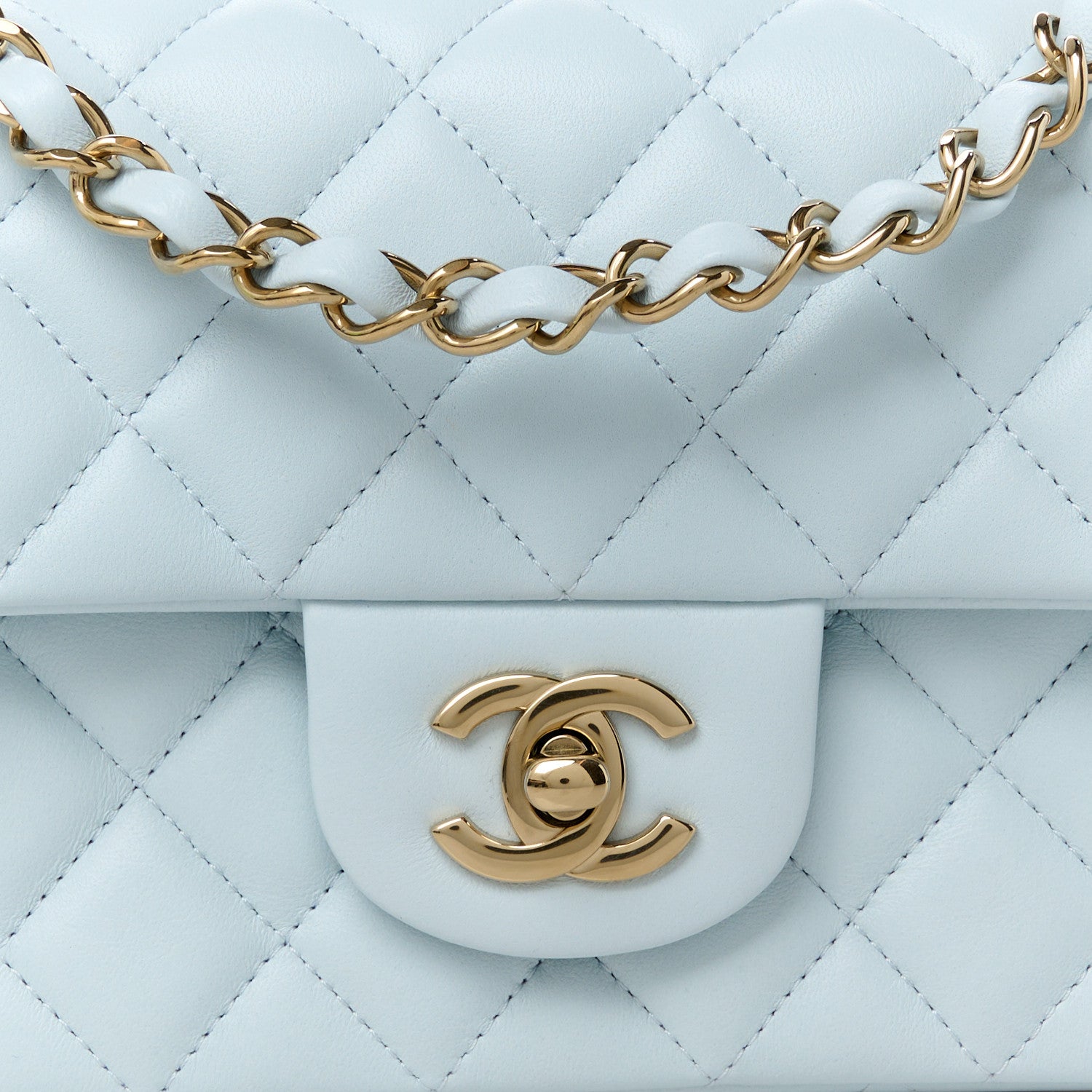 Chanel Lambskin Quilted Mini Rectangular Flap Light Blue 9 of 12