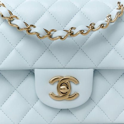 Chanel Lambskin Quilted Mini Rectangular Flap Light Blue 9 of 12