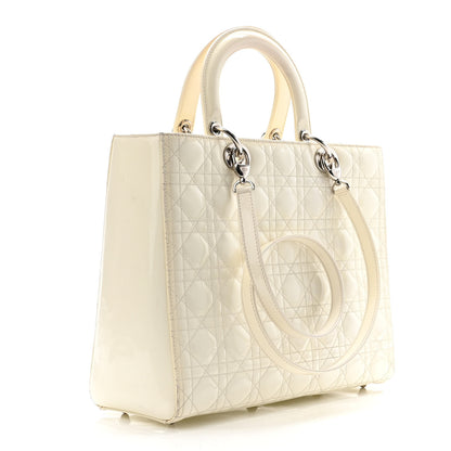 Christian Dior Patent Cannage Large Lady Dior White 3 of 10
