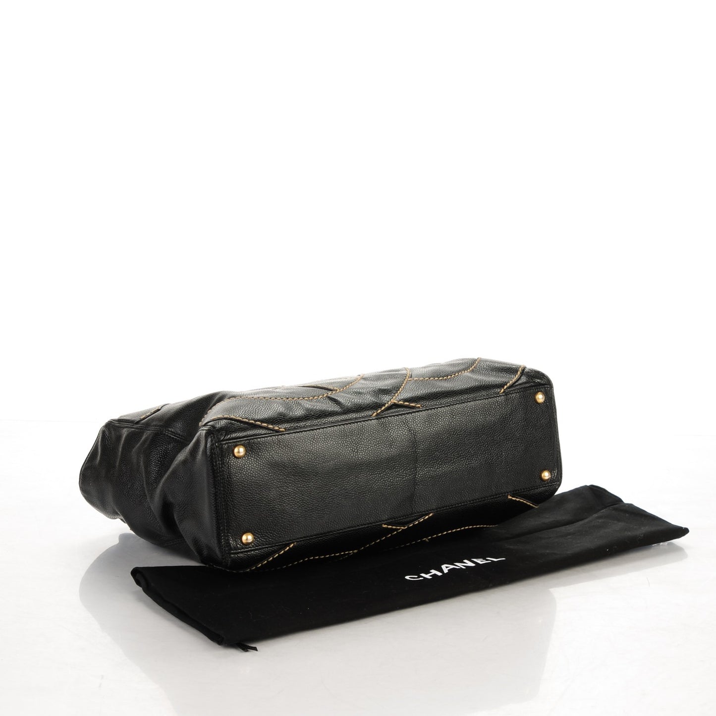 Caviar Medium CC Stitched Tote Black