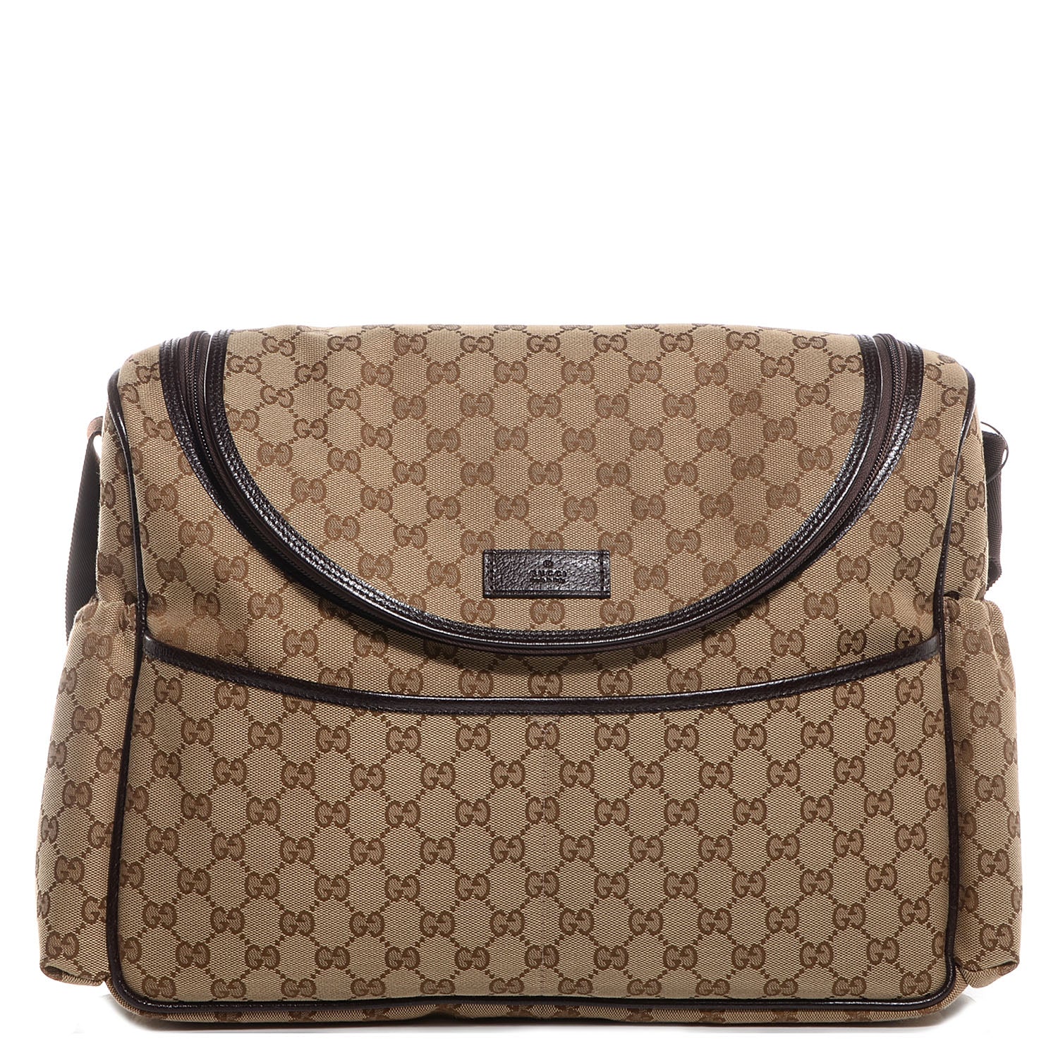 Gucci Monogram Natural Pigskin Large Diaper Bag Beige Ebony Cocoa Dark Chocolate 1 of 9