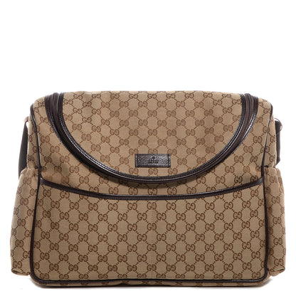 Gucci Monogram Natural Pigskin Large Diaper Bag Beige Ebony Cocoa Dark Chocolate 1 of 9