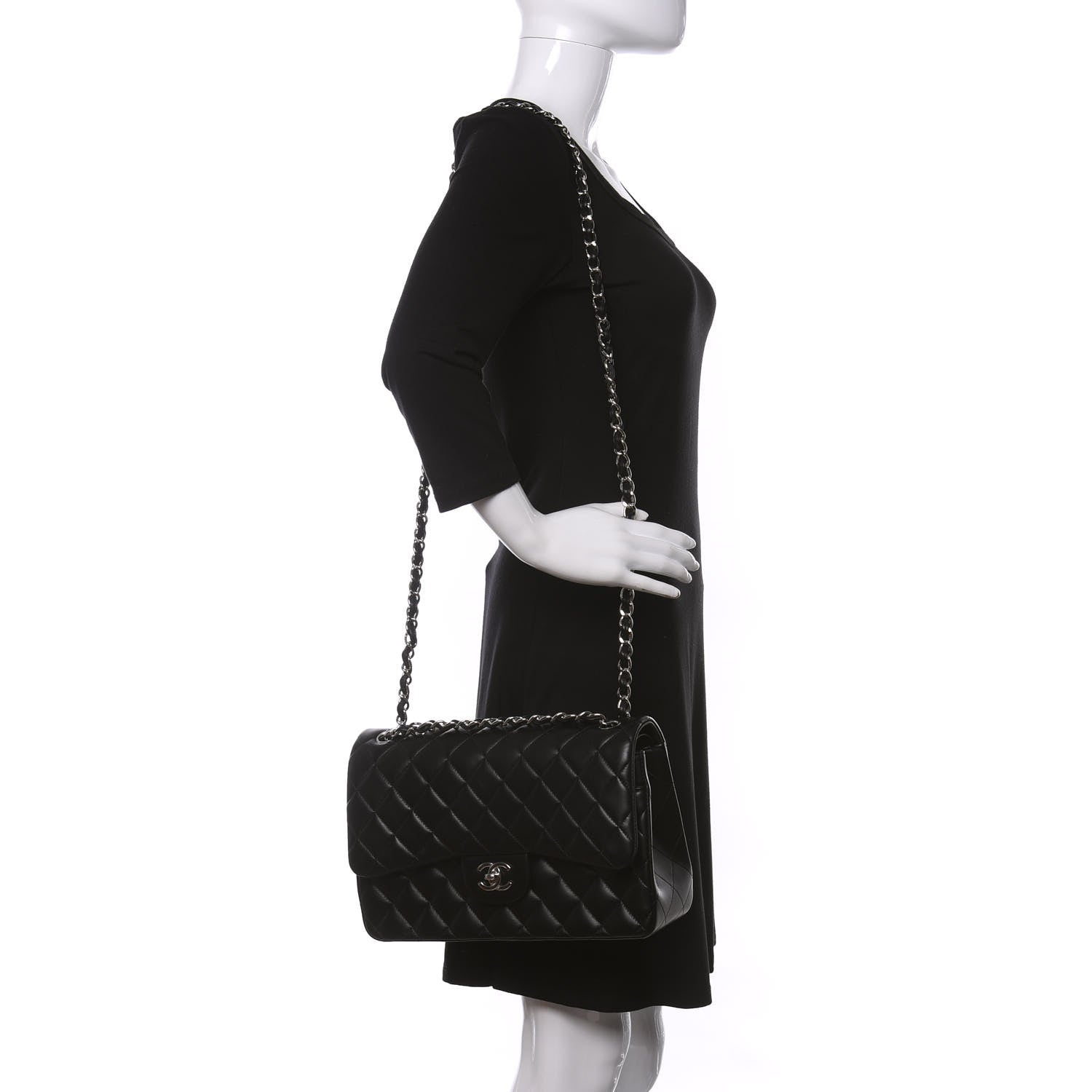 Chanel Lambskin Quilted Jumbo Double Flap Black 2 of 10