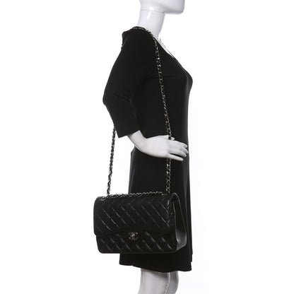 Chanel Lambskin Quilted Jumbo Double Flap Black 2 of 10