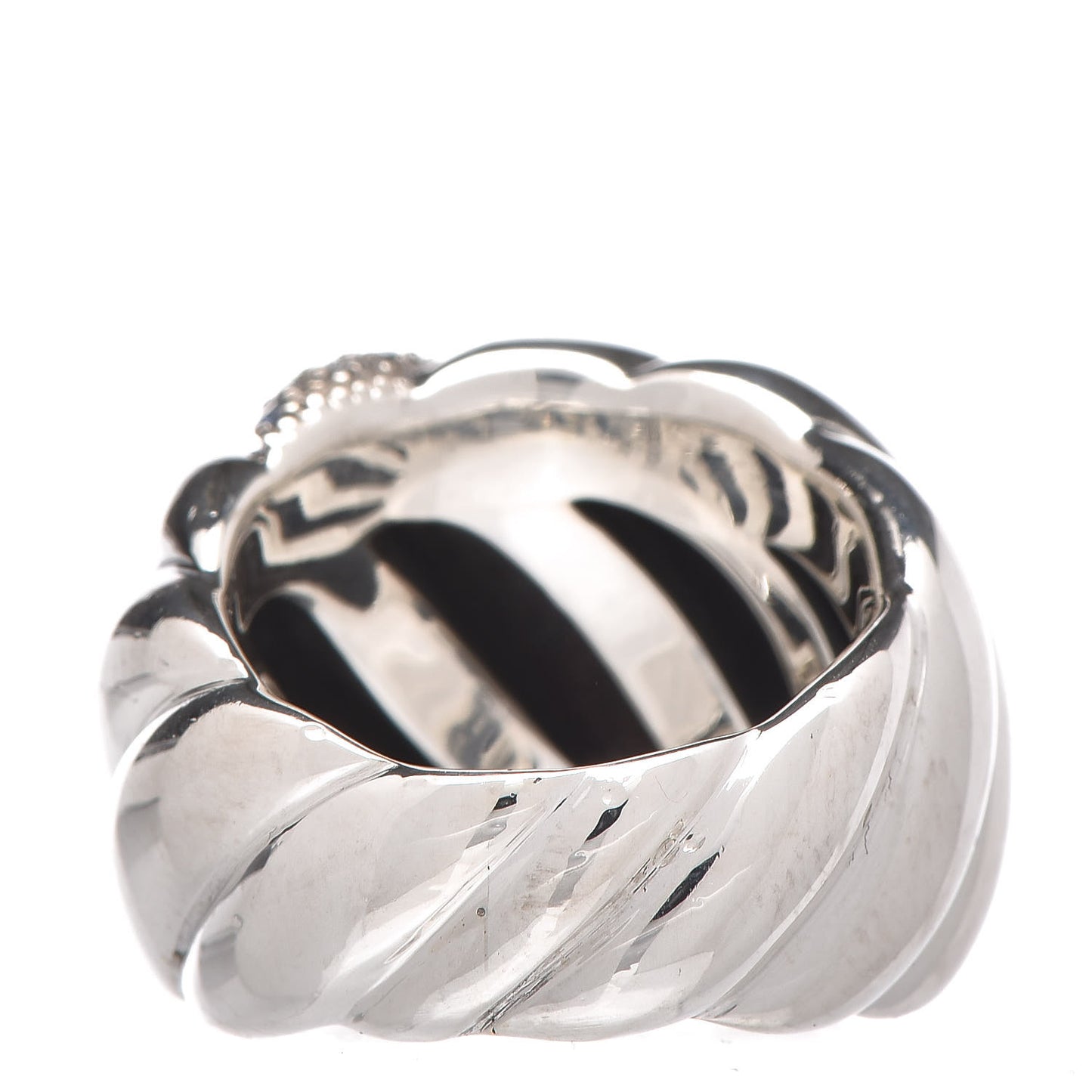 Sterling Silver Diamond Topaz Sculpted Cable Ring 51 5.75