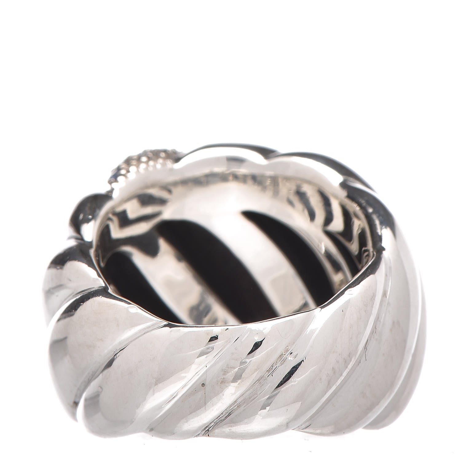 David Yurman Sterling Silver Diamond Topaz Sculpted Cable Ring 51 5.75 4 of 5