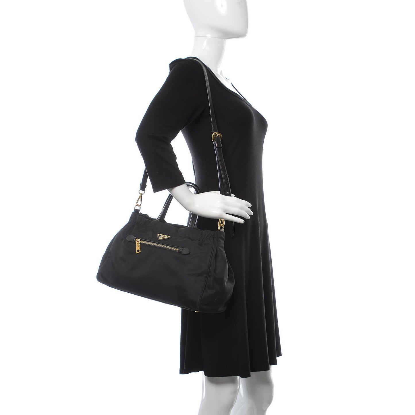 Tessuto Nylon Saffiano Tote Black