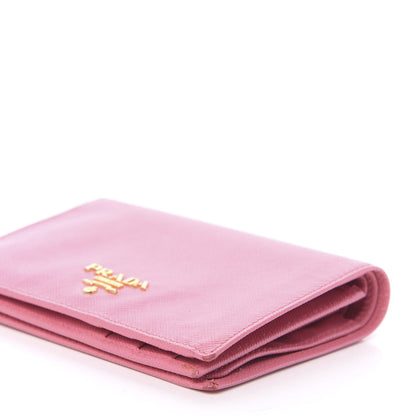 Prada Saffiano Metal Bi-Fold Wallet Begonia 9 of 9