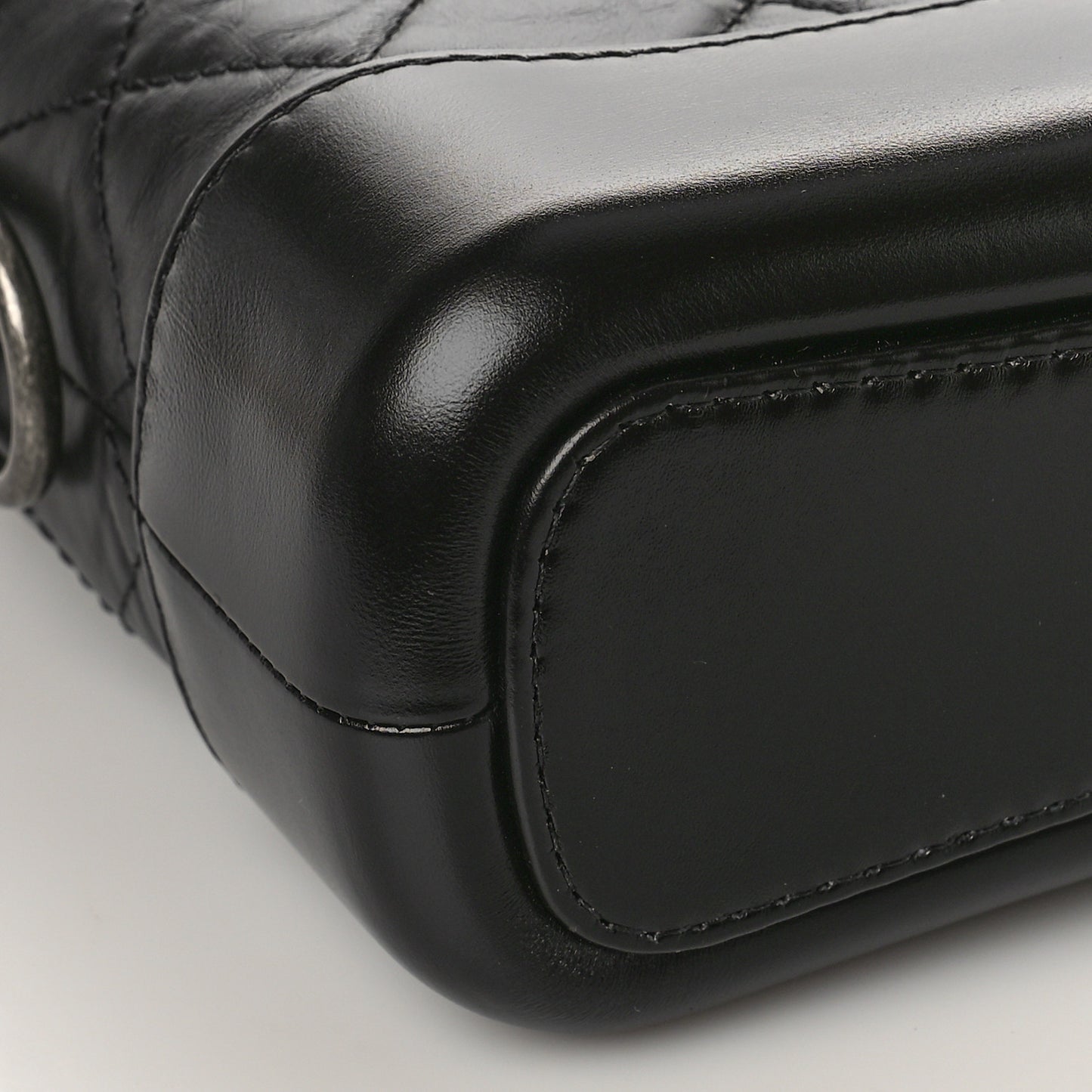 Aged Calfskin Quilted Small Gabrielle Hobo Black