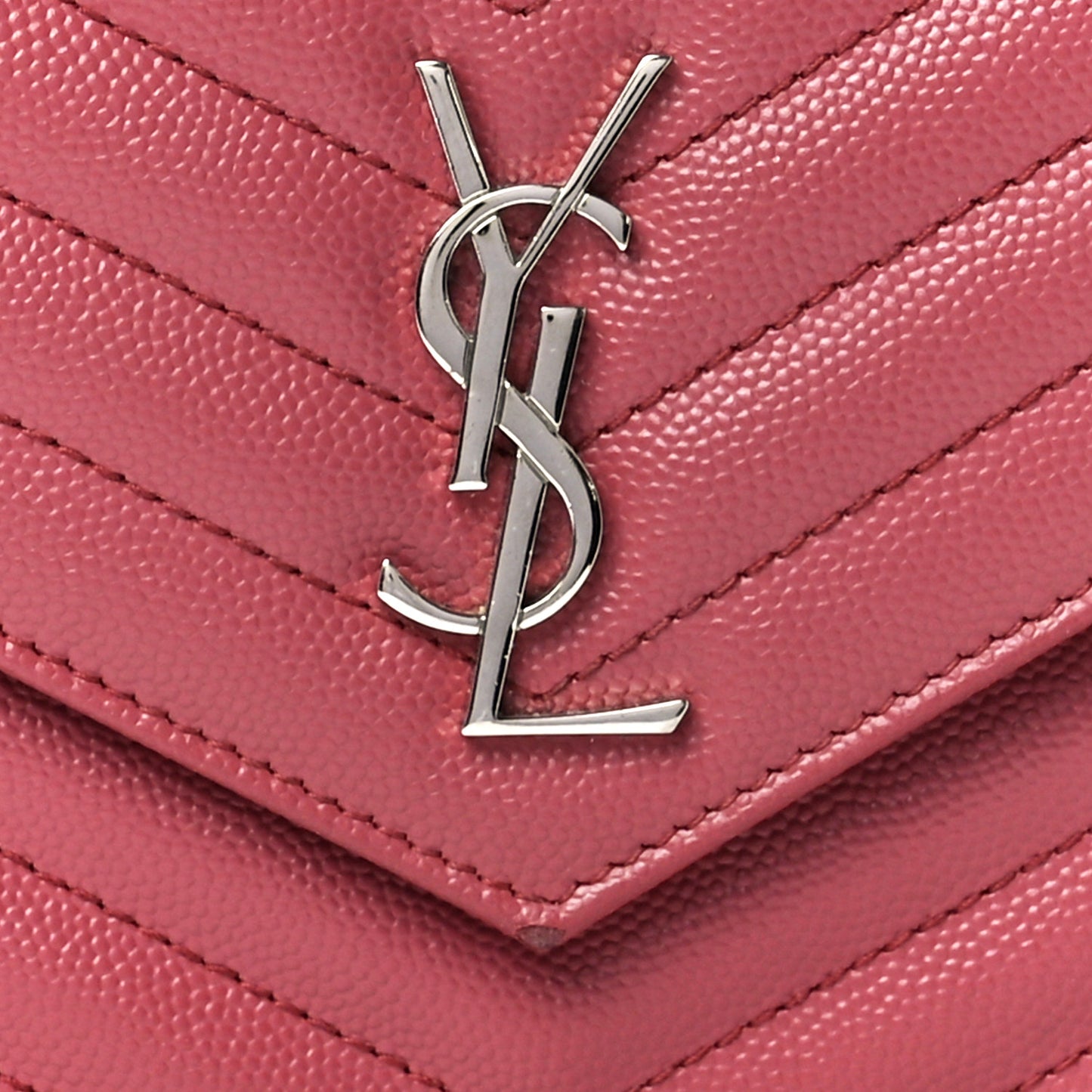 Grain De Poudre Matelasse Chevron Monogram Envelope Chain Wallet Blush Fonce