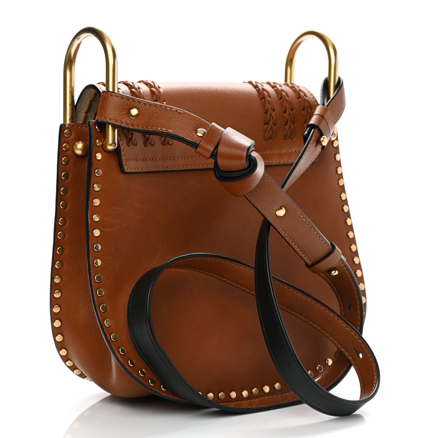 Calfskin Braided Small Hudson Shoulder Bag Caramel
