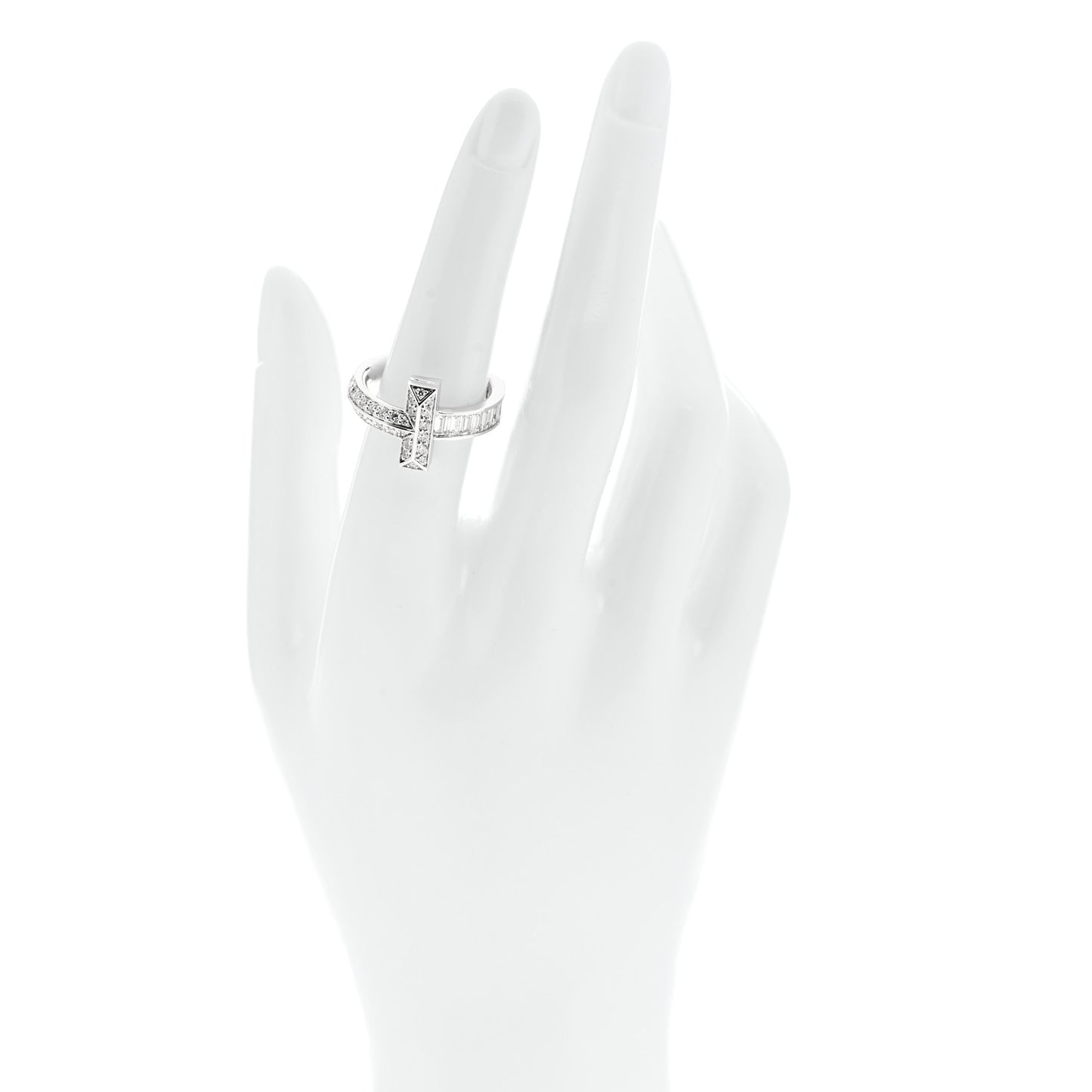18K White Gold Diamond T T1 Baguette Ring 54 7