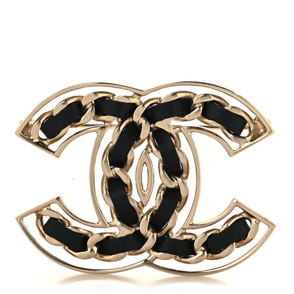 Chanel Lambskin Chain CC Brooch Black Gold 1 of 3