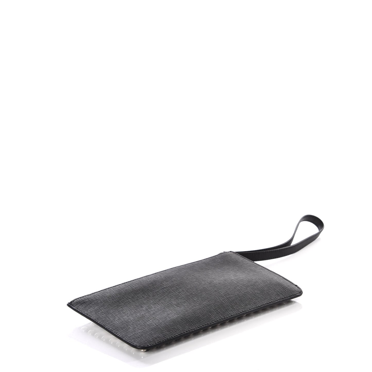 Vitello Elite Mink Fur Studded Karlito Zip Pouch Black