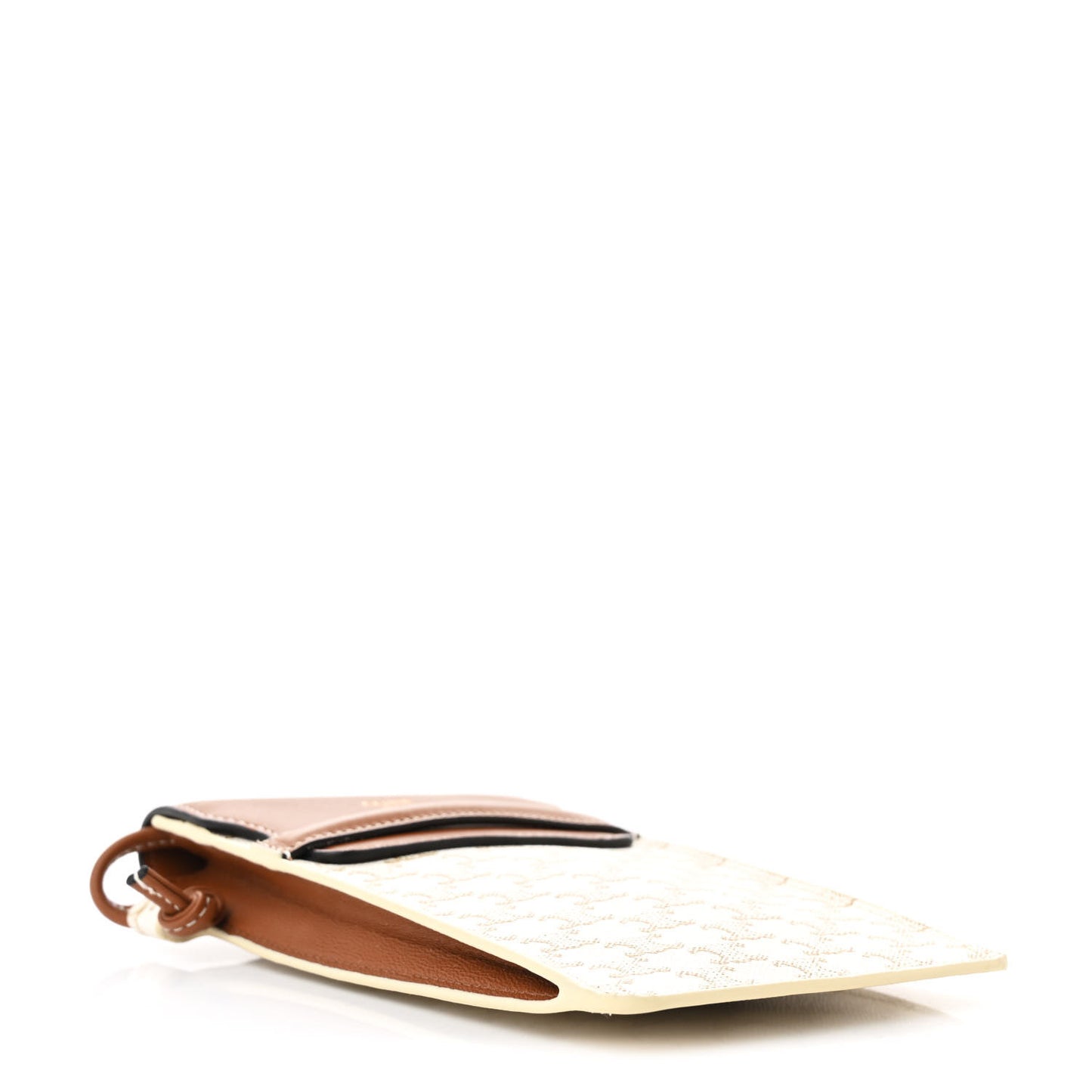 Triomphe Canvas Lambskin Phone Pouch With Flap White Tan
