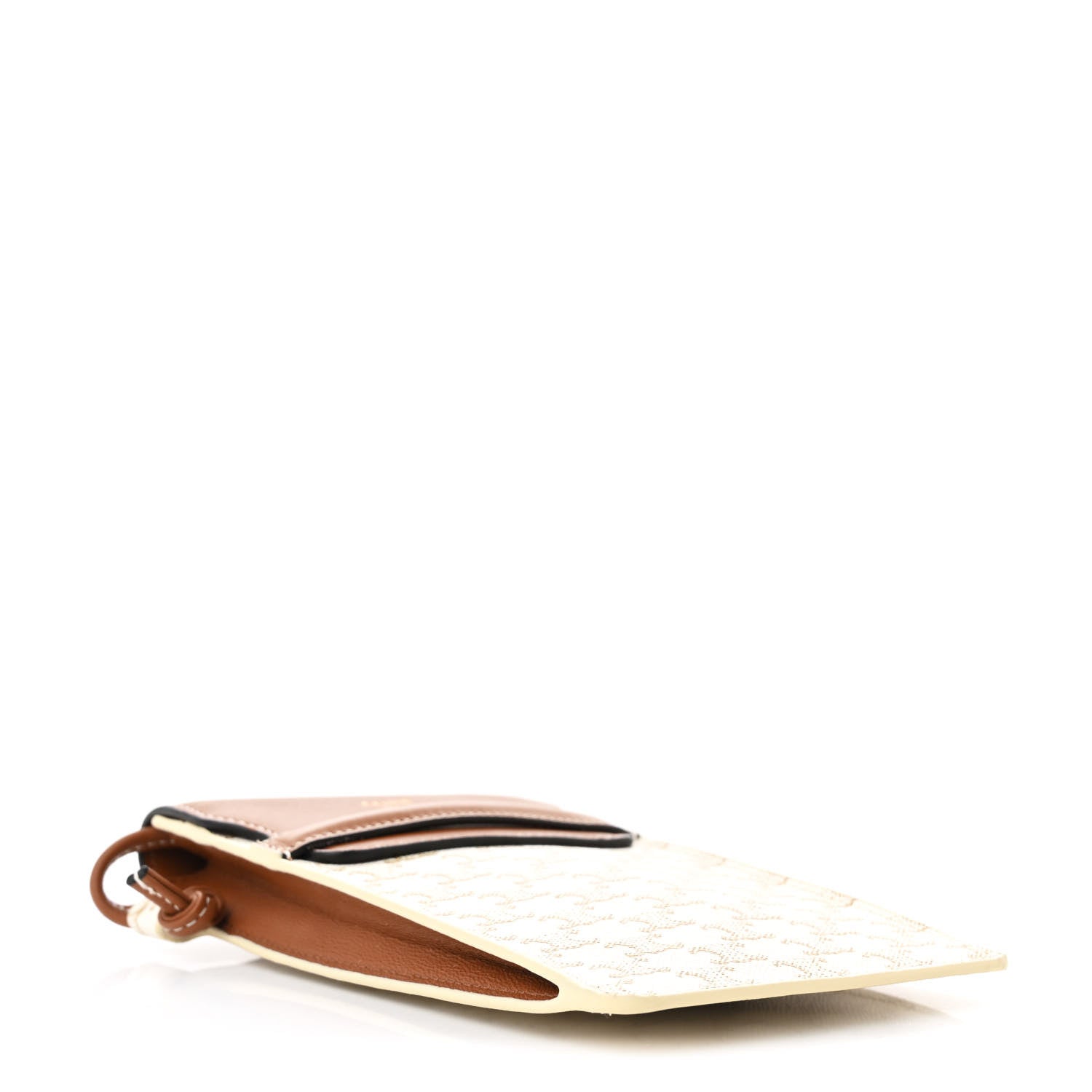 Celine Triomphe Canvas Lambskin Phone Pouch With Flap White Tan 4 of 10