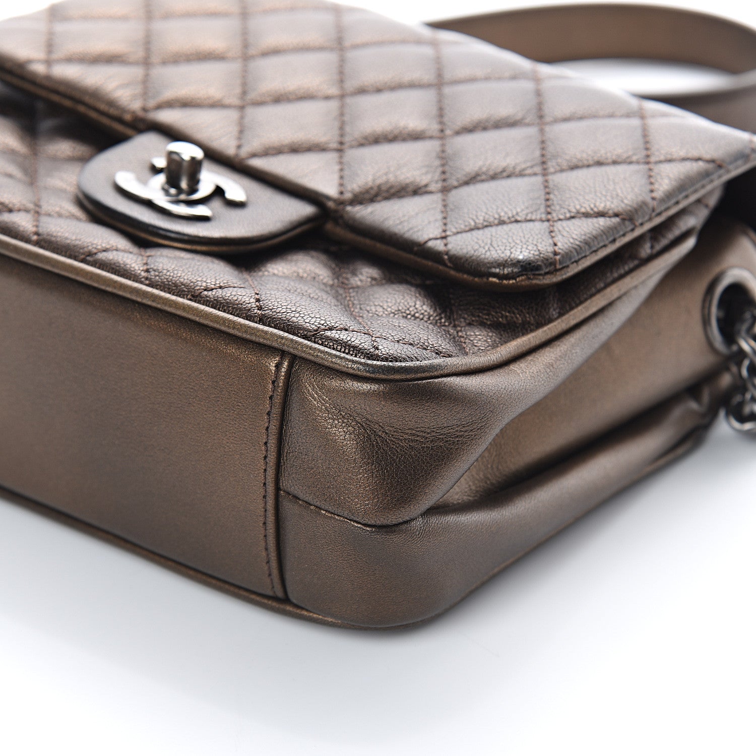 Chanel Metallic Goatskin Quilted Small Rock In Rome Flap Bronze 9 of 9