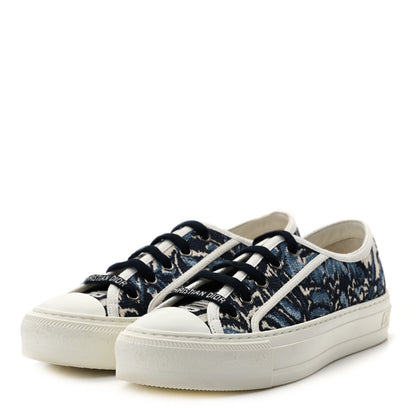 Christian Dior Canvas Palms Embroidered Womens Walk'N'Dior Low Top Sneakers 35.5 Indigo Blue 3 of 9