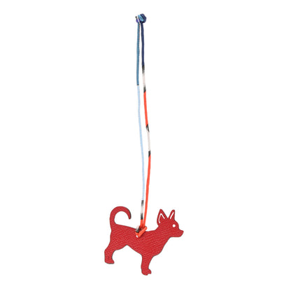 Hermes Togo Epsom Petit H Dog Bag Charm Bleu Atoll Rouge Garance 1 of 3