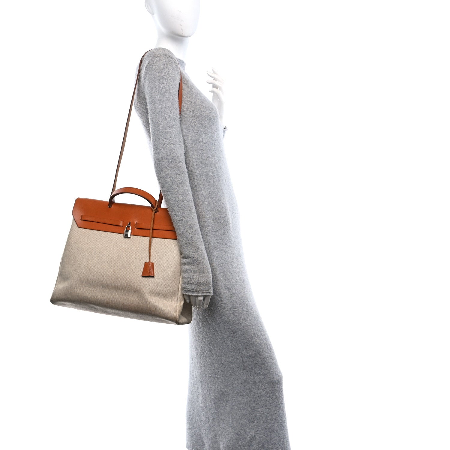 Hermes Toile Vache Calfskin Herbag 2 in 1 36 MM Natural 2 of 13