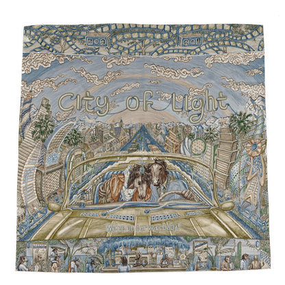 Hermes Silk City Of Light Scarf 90 Bleu Glacier Kaki Beige 2 of 6